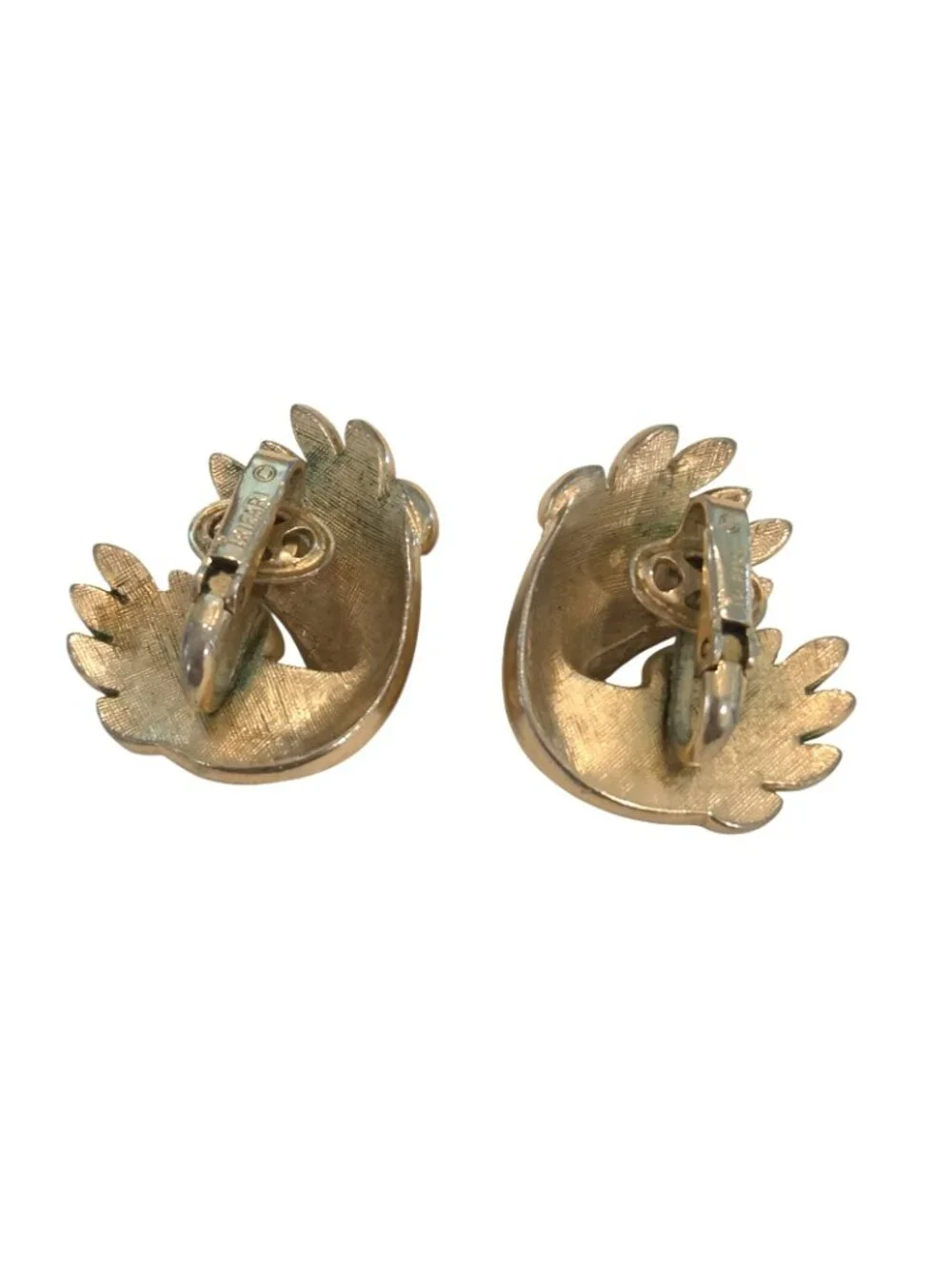 Trifari Vintage Brushed Gold Tone Clip on Earrings
